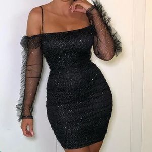 SPARKLY GLITTER BODYCON MINI DRESS